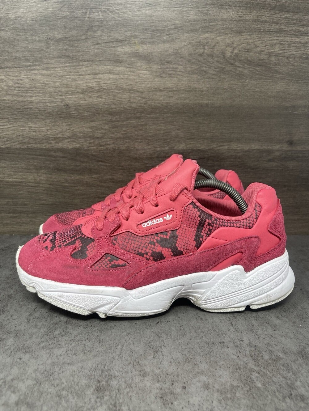 adidas Falcon Snakeskin Pink Black Size 9 Womens Chunky Sneakers FV4481